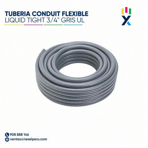 [B61504-1] TUBERIA CONDUIT FLEXIBLE LIQUID TIGHT 3/4" GRIS UL STANDARD