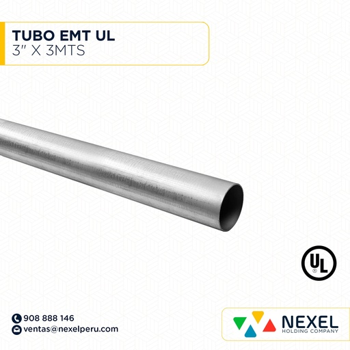 [B11254] TUBO EMT 3" X 3MT UL STANDARD