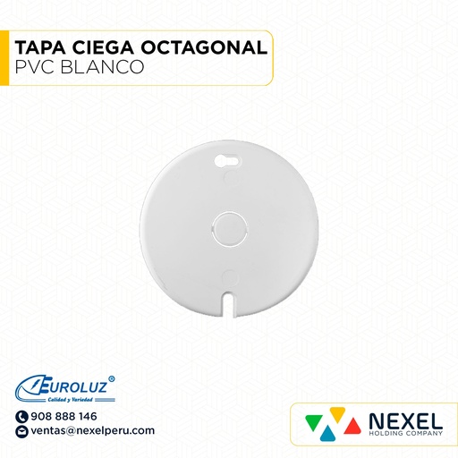 [D31164-O] OUT- TAPA CIEGA OCTAGONAL PVC BLANCO EUROLUZ