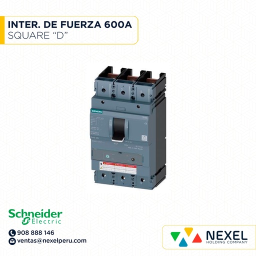 [G26284] INTERRUPTOR DE FUERZA 600A SQUARE D SCHNEIDER 
