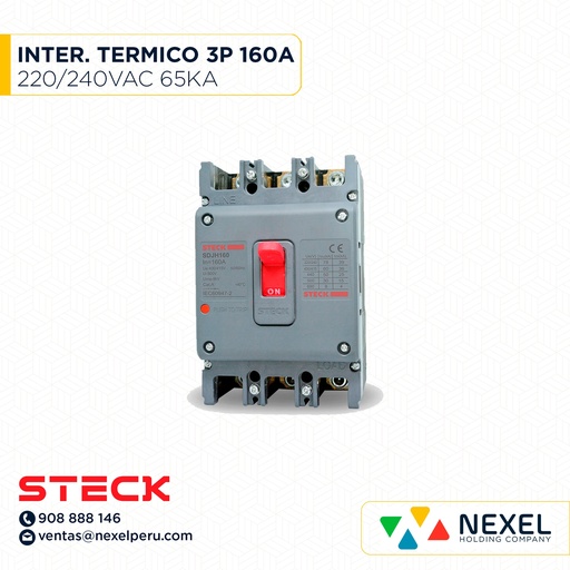 [G26244] INTERRUPTOR AUT CAJA MOLD 3P FIJO 160A 65KA 220/240VAC SDJH160 (SD-LH160) (OULET SIN PASANTE/CAJA) STECK