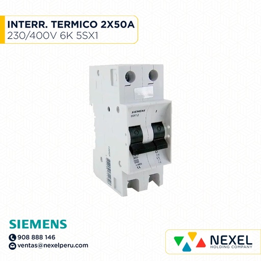 [G16201] INTERR. TERMICO 2X50A 380/440V 10KA 5SX1 SIEMENS