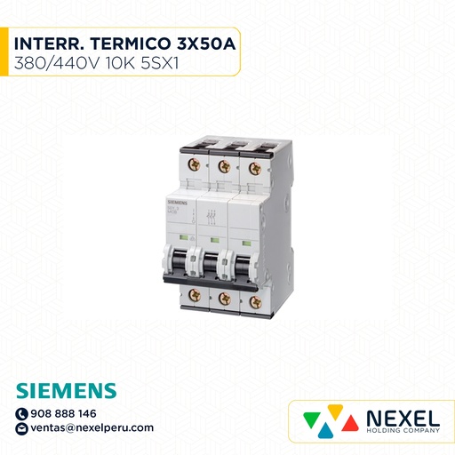 [G16197] INTERR. TERMICO 3X50A 380/440V 10KA 5SX1 SIEMENS (OUTLET)