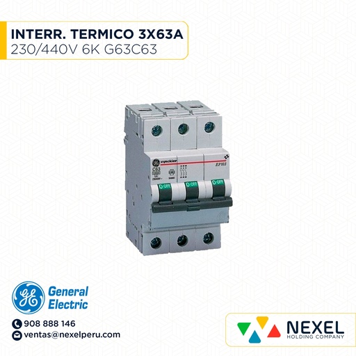 [G16192] INTERR. TERMICO 3X63A 230/400V 6K G63C63 GENERAL ELECTRIC