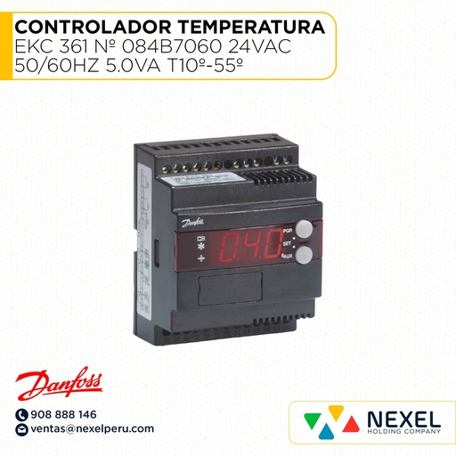 [G74566-0] OUT-CONTROLADOR DE TEMPERATURA DEL MEDIO TYPE EKC 361 Nº 084B7060 24VAC 50/60HZ 5.0VA T10º-55º DANFOSS