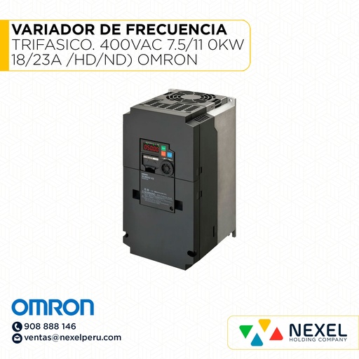 [G54564] VARIADOR DE FRECUENCIA TRIFASICO. 400VAC 7.5/11 0KW 18/23A /HD/ND) VECTOR SIN DISPARADOR FRECUENCIA DE SALIDA MAX 580HZR OMRON (MUESTRA)