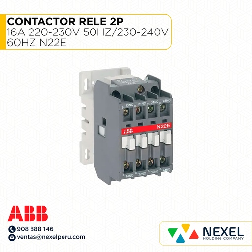 [G33444-O] OUT- CONTACTOR RELE 2P 16A 220-230V 50HZ / 230-240V 60HZ N22E ABB