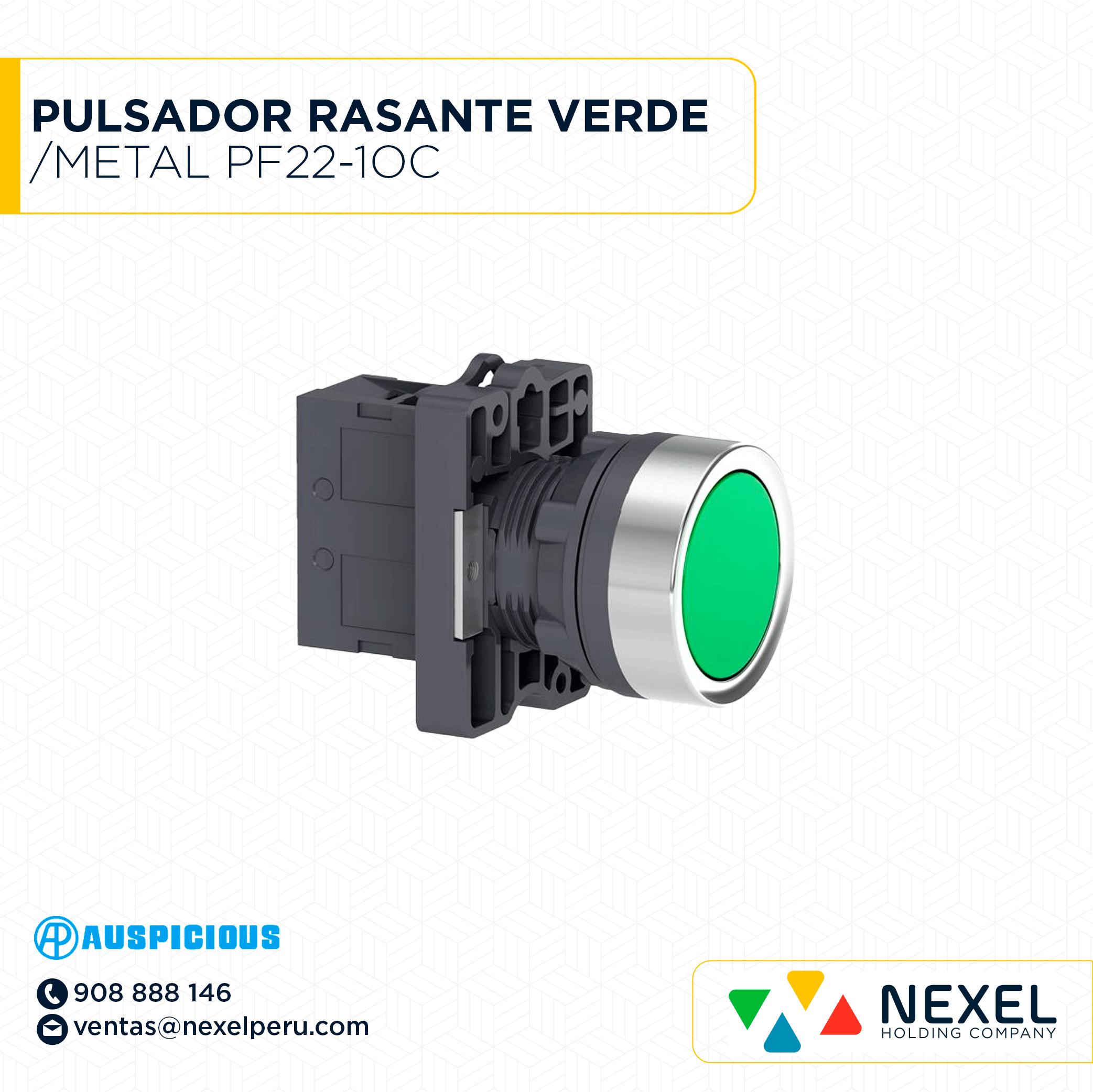 [G63017] PULSADOR RASANTE VERDE/METAL PF22-1OC +2BLOCK E247577 AUSPICIOUS
