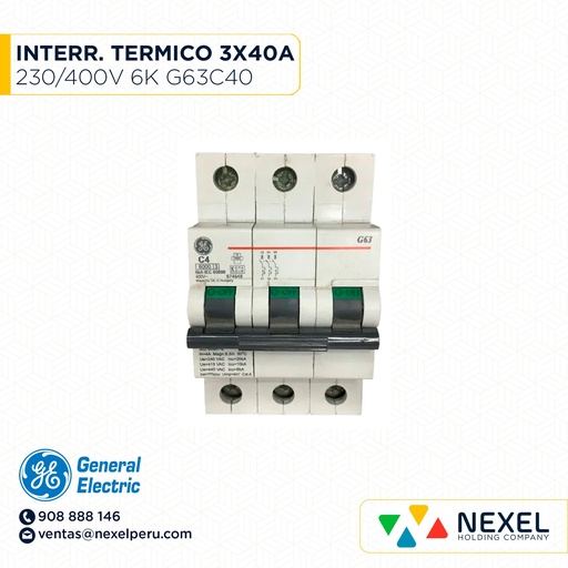 [G13005] INTERR. TERMICO 3X40A 230/400V 6K G63C40 GENERAL ELECTRIC