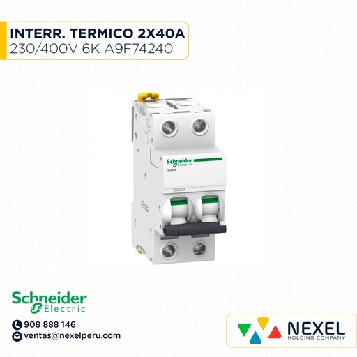 [G12899] INTERR. TERMICO 2X40A 230/400V 6K IC60N C40A A9F74240*** SCHNEIDER