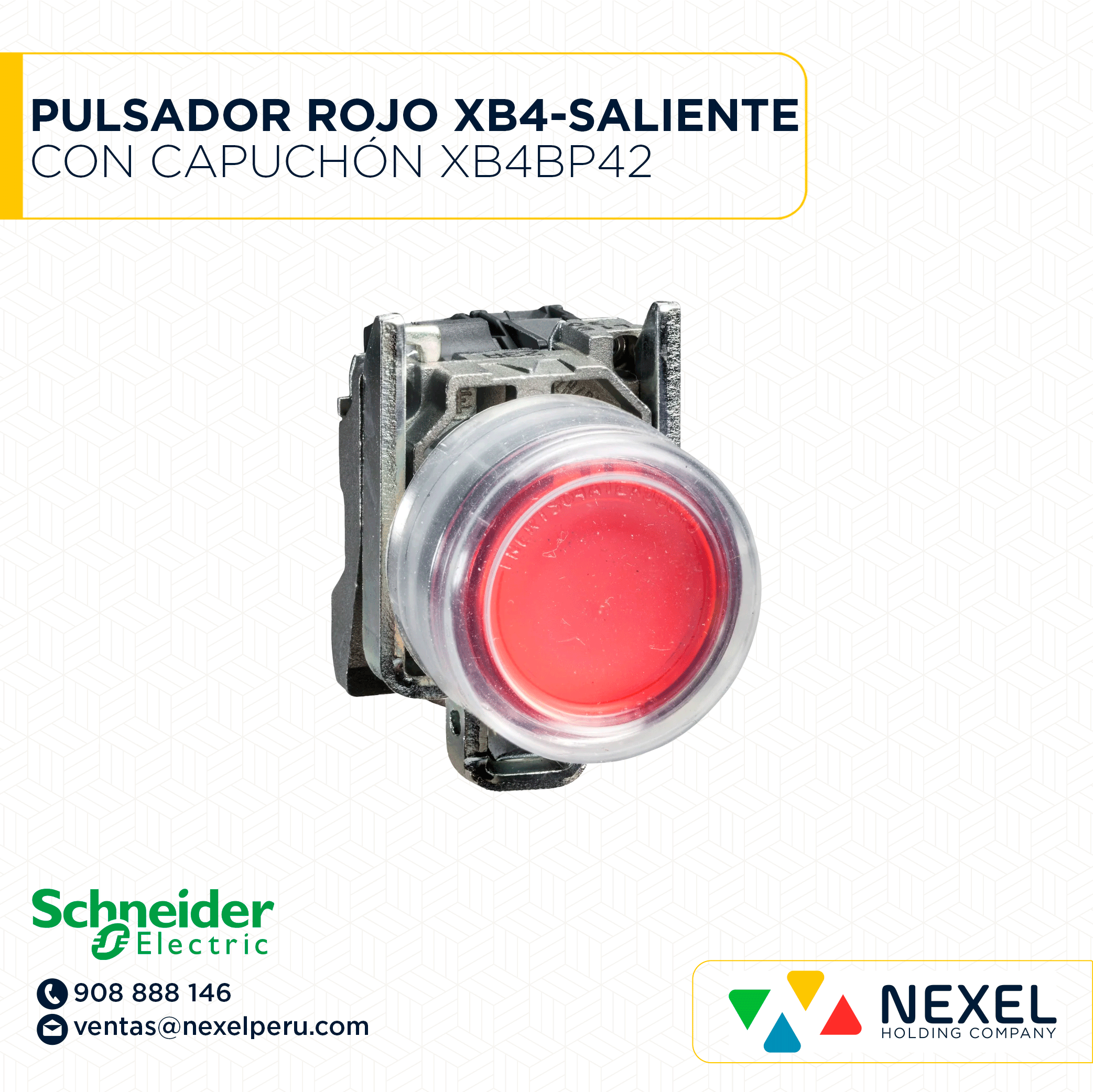 [G62865] PULSADOR ROJO XB4 - SALIENTE CON CAPUCHÓN - PARADA NC - BLOCK ZBE-102 XB4BP42 SCHNEIDER