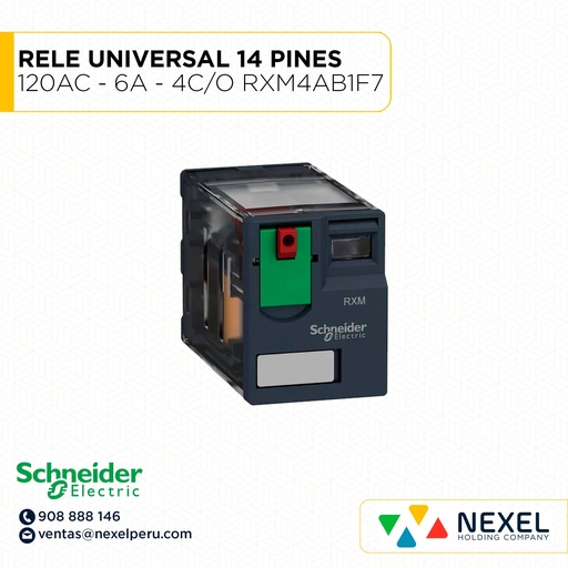 [G32848] RELE UNIVERSAL 14 PINES 120AC - 6A - 4C/O RXM4AB1F7 SCHNEIDER