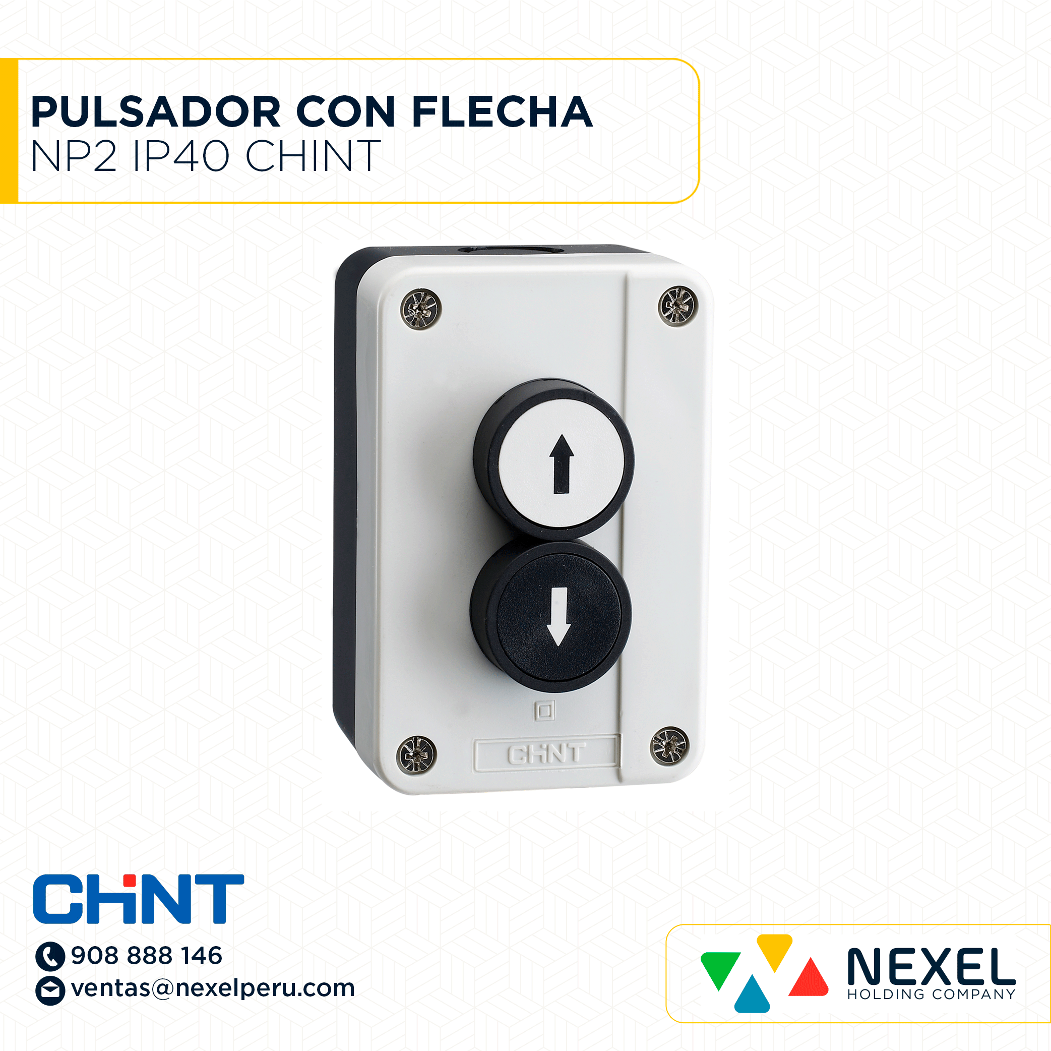 [G62838-O] OUT- PULSADOR BLANCO CON FLECHA NP2 IP40 CHINT