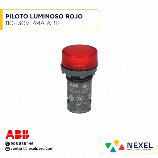 [G62800-O] OUT- PILOTO LUMINOSO LED ROJO 110-130V 7MA ABB