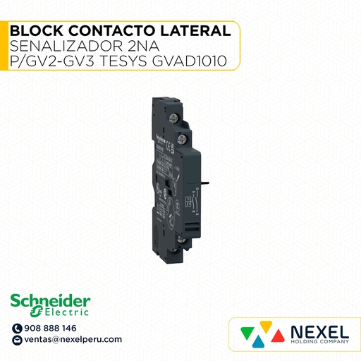 [G32781-O] OUT- BLOCK CONTACTO LATERAL SENALIZADOR FALLA 2NA P/GV2-GV3 TESYS GVAD1010 SCHNEIDER