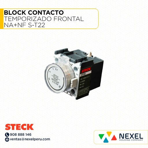 [G32780-O] OUT- BLOCK CONTACTO TEMPORIZADO FRONTAL NA+NF S-T22 STECK