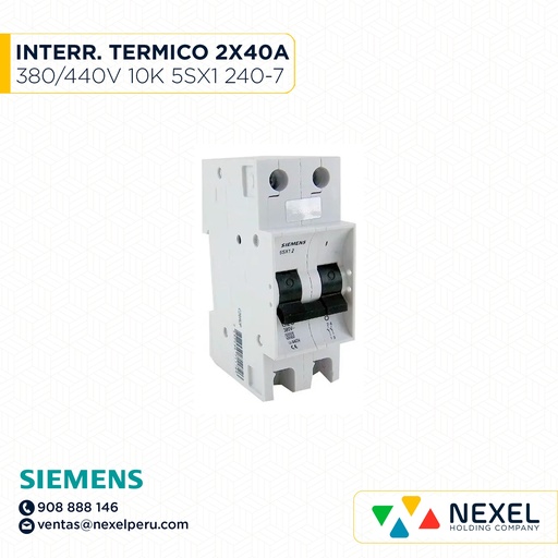 [G12523] INTERR. TERMICO 2X40A 380/440V 10KA 5SX1 240-7 SIEMENS