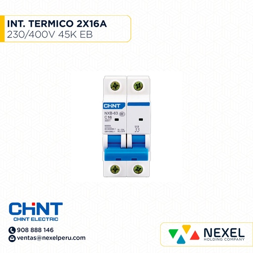 [G12479] INTERR. TERMICO 2X16A 230/400V 4.5K EB CHINT