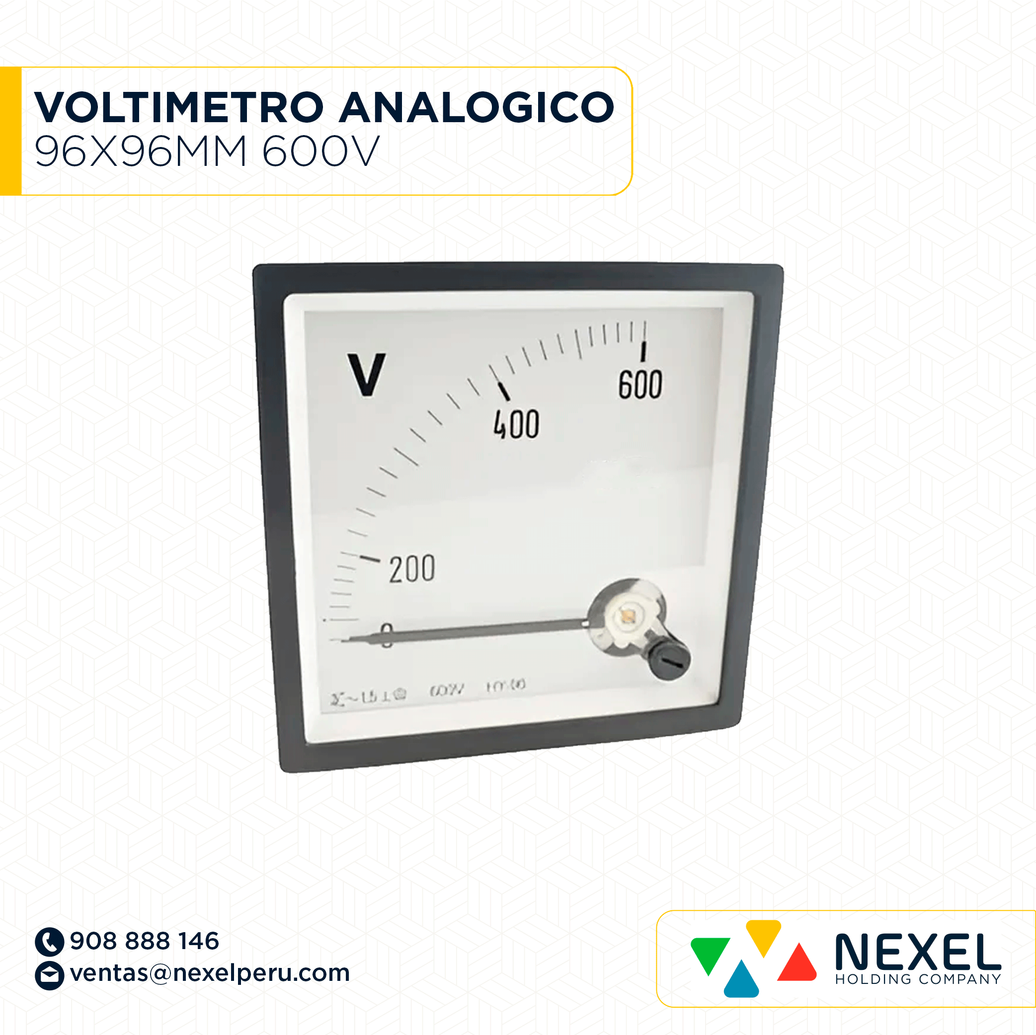[G72455] VOLTIMETRO ANALOGICO 96X96MM 600V IMPORTADO