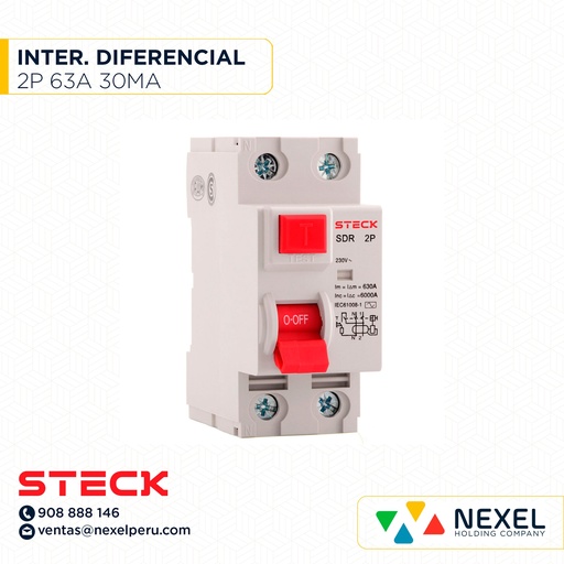 [G12008-O] OUT- INTERRUPTOR DIFERENCIAL 2P 63A 30MA STECK