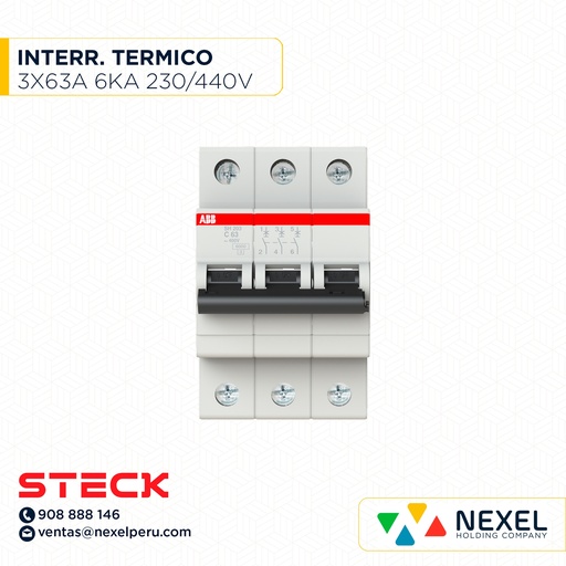 [G11219] INTERRUPTOR TERMICO 3X63A 230/400V 6K SH203-C63 ABB