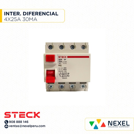 [G11108] INTERRUPTOR DIFERENCIAL 4X25A 30MA / SDR-4P25A STECK