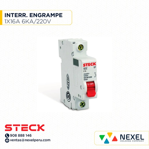 [G11107] INTERRUPTOR TERMICO 1X16A. 6KA/220V RIEL / SDZ-D61C16 STECK