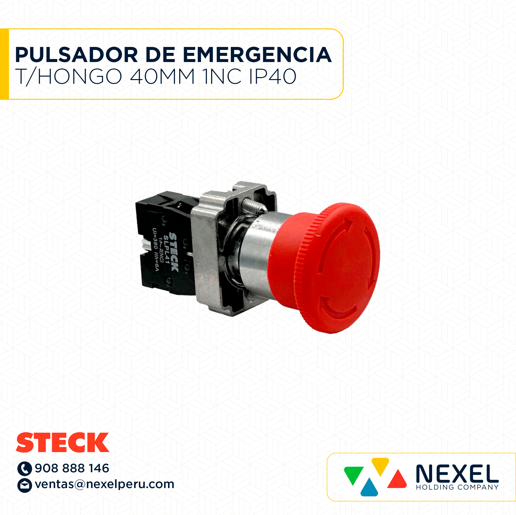 [G61089-O] OUT- PULSADOR DE EMERGENCIA T/HONGO 40MM. GIRA P/DESENCLAVAR 1NC IP40 (GOLPE PUÑO) / S-LMFN1R4+S-LPL41 STECK
