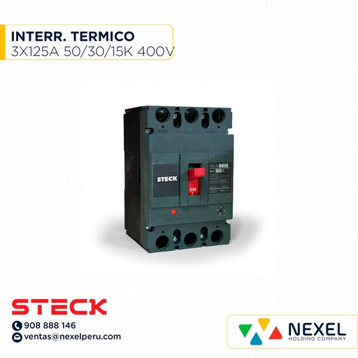 [G21078-O] OUT-INTERRUPTOR TERMICO 3X125A (100-125A). 50/30/18KA EN 220/400/440V / SD-AT125 STECK