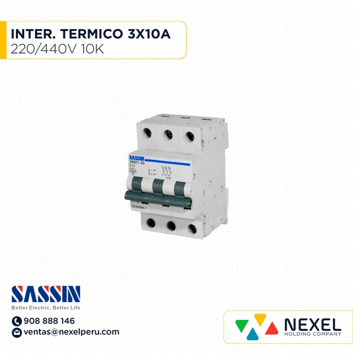 [G11073] INTERR. TERMICO RIEL DIN 3X10A 10K 220/400V SASSIN