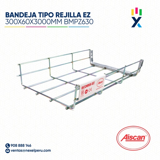 [C26297] BANDEJA PORTACABLE TIPO REJILLA EZ 300X60X3000MM BMPZ630 AISCAN