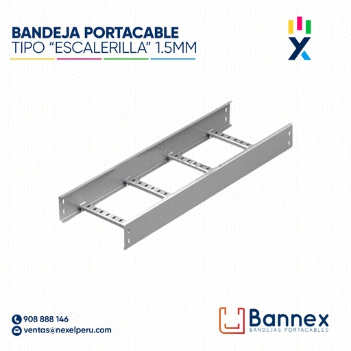 [C16276] BANDEJA TIPO ESCALERILLA 300X100X3000MM PES. C REF. GAL. CAL ESP. 1.5MM BANNEX
