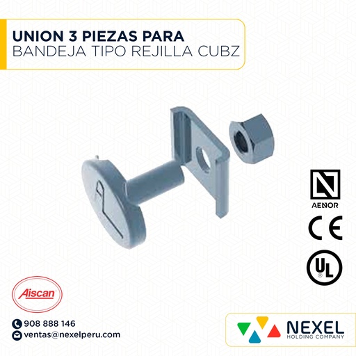 [C26056] UNION 3 PIEZAS PARA BANDEJA TIPO REJILLA CUBZ AISCAN
