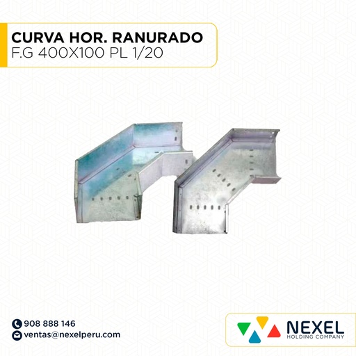 [C13304] CURVA HORIZONTAL RANURADO F.G 400X100 PL 1/20 NACIONAL
