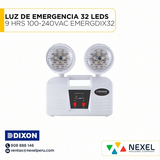 [H43407] LUZ DE EMERGENCIA 32 LEDS 9 HRS 100-240VAC EMERGDIX32 IP20 DIXON