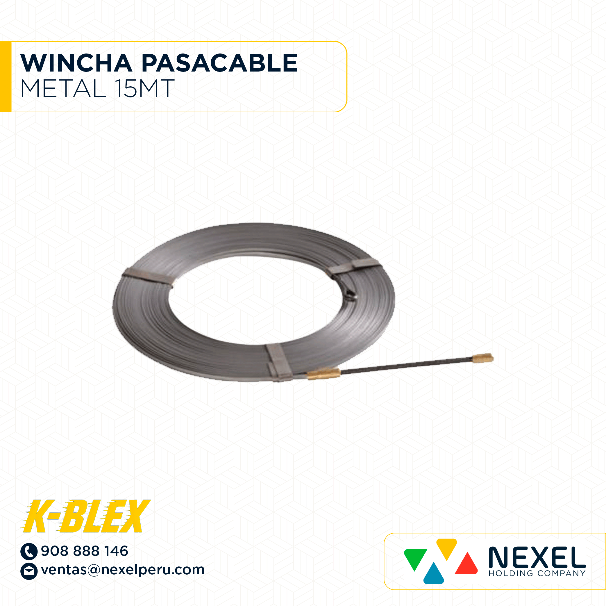 [L24523] WINCHA PASACABLE METAL 15MT K-BLEX