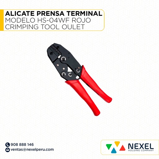[L22666-O] OUT- ALICATE PRENSA TERMINAL MODELO HS-04WF ROJO CRIMPING TOOL
