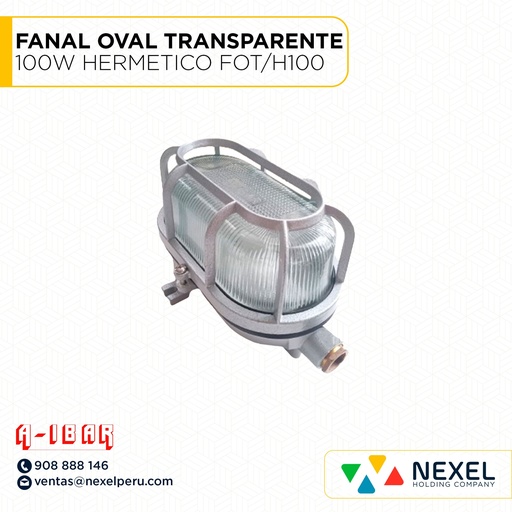 [H22661-O] OUT- FANAL OVAL TRANSPARENTE 100W HERMETICO (FOT/H100) A-IBAR