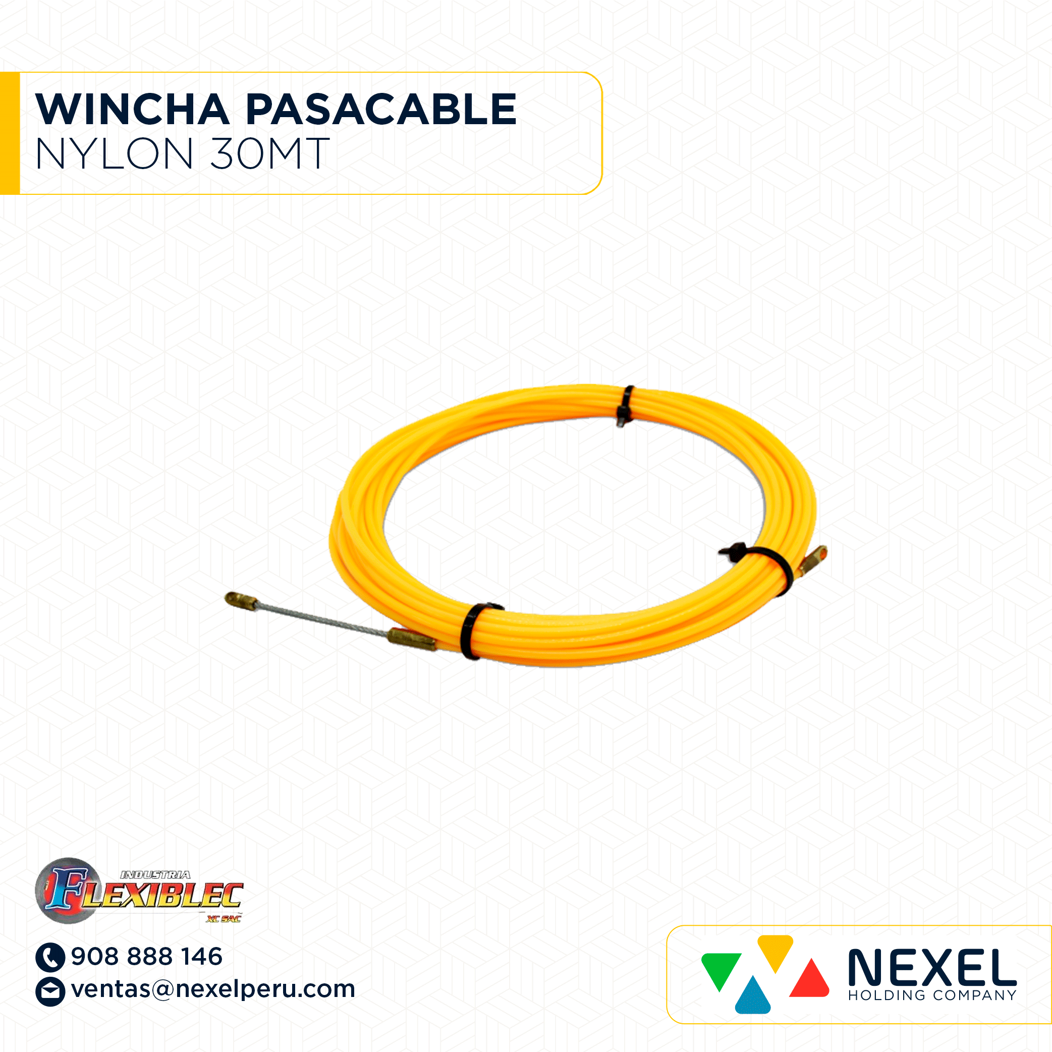 [L21711] WINCHA PASACABLE NYLON 30MT FLEXIBLEC