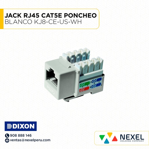 [A64516-O] OUT- JACK RJ45 CAT5E PONCHEO BLANCO KJ8-CE-US-WH DIXON