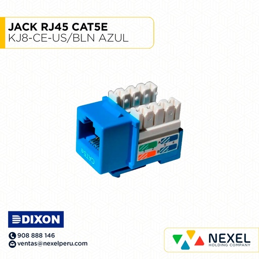 [A64510-O] OUT- JACK RJ45 CAT5E KJ8-CE-US/BLN AZUL DIXON