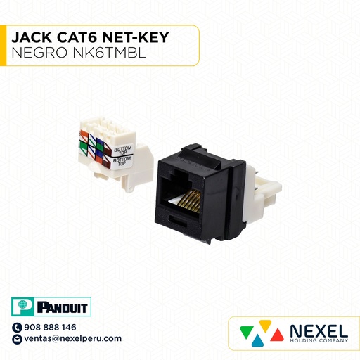 [A62697-O] OUT- JACK CAT6 NET-KEY NEGRO NK6TMBL PANDUIT