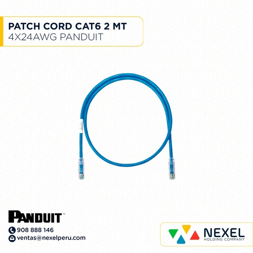 [A62693-O] OUT- PATCH CORD CAT6 4X24AWG X2MT PANDUIT