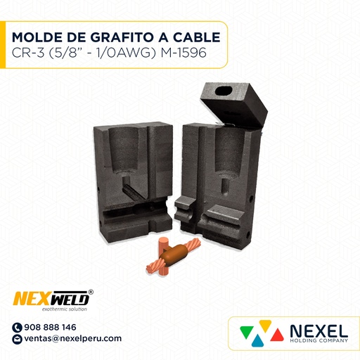 [E16085] MOLDE VARILLA CABLE SOBREPUESTA - T (CR-3) (5/8" - 1/0AWG) T/ M-1586 C/ GYE-162C CART. 115 NEXWELD