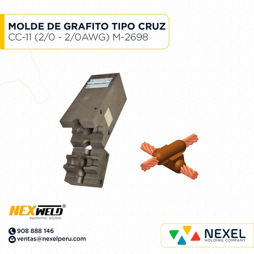 [E16076] MOLDE CRUZ SOBREPUESTA CC-11 (XB) (2/0-2/0 AWG) T/ M-2698 C/ XBQ-2G2G CART. 200 NEXWELD