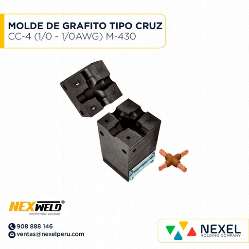 [E16074] MOLDE CRUZ HORIZ. (CC-4) (1/0-1/0AWG) T/ M-430 C/ XAC-2C2C CART. 90 NEXWELD