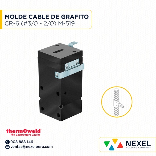 [E11832] MOLDE TIPO VARILLA CORRUGADA A CABLE (CR-6) (#3 - 2/0AWG) T/M-7889 C/RJC-512G #115 THERMOWELD