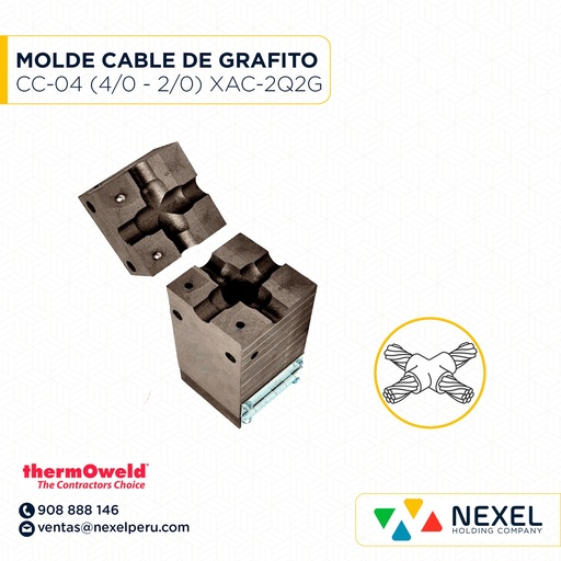 [E101009-O] OUT- MOLDE CRUZ HORIZ. (CC-4) (4/0-2/0AWG) T/ M-445 C/ XAC-2Q2G #150 THERMOWELD