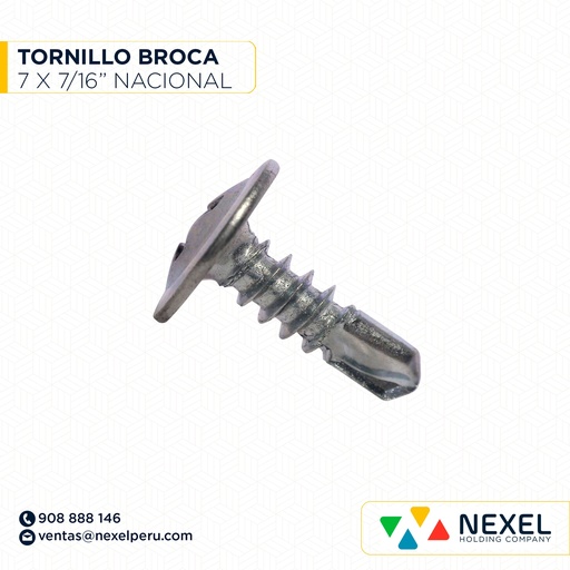 [N12826-O] OUT- TORNILLO PUNTA BROCA 7X7/16" NACIONAL