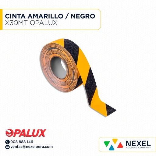[F14061] CINTA AMARILLO / NEGRO X30MT OPALUX